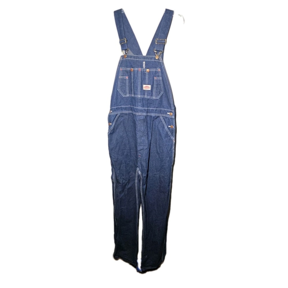 Round House Overalls Mens 36x33 Blue Carpenters Utility Bib Made in USA Vintage
